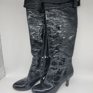 Isola Shiny Black Heeled Boots